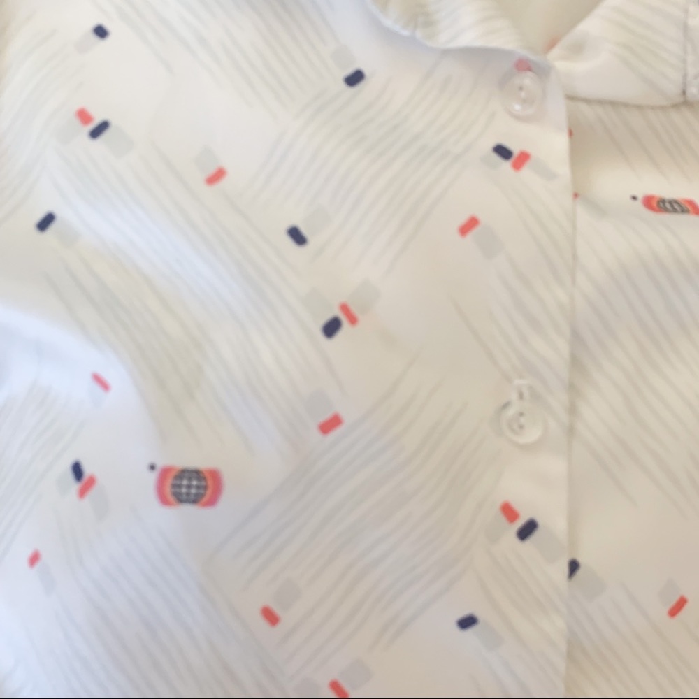 Vintage 80s White Abstract Patterned Button Down 8 - image 2